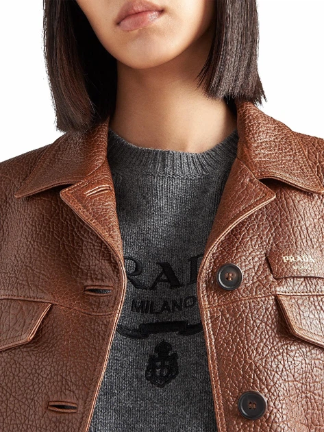 Женская кофта с логотипом PRADA Wool And Cashmere Crewneck Sweater