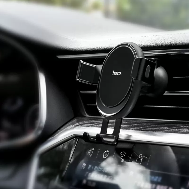 Автотримач для телефона HOCO CA56 Plus Armor metal gravity car holder Black Silver (6931474760296) - изображение 6