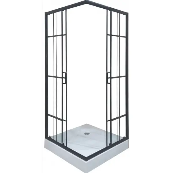 Душова кабіна з низьким піддоном SUNWAYS Grid 90х90х195 см на розсувні двері скло прозоре (C15389) - Фото 4 Душова кабіна з низьким піддоном SUNWAYS Grid 90х90х195 см на розсувні двері скло прозоре (C15389) - зображення 4