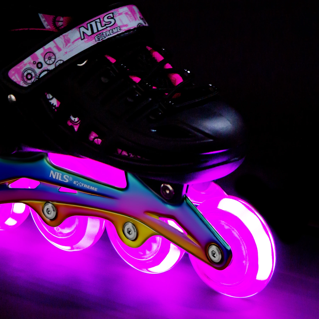 Łyżworolki LED Nils EXTREME 4w1 NH10905 35-38 M Czarno-różowe (5908261684371) - obraz 7