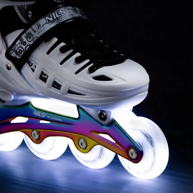 Роликові ковзани LED Nils EXTREME 4в1 NH10905 31-34 S Біло-чорні (5908261684395) - зображення 8