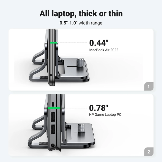 Stojak pionowy na laptopa Ugreen LP258 Vertical Laptop Stand Gray (6957303824717) - obraz 10