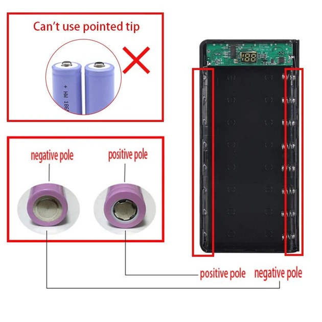 Корпус повербанка DIY C18, 8x18650 (Up To 20000mAh) LED Number Display Type-C, MicroUSB, 2xUSB out 10W, Torchlight, Black - изображение 6