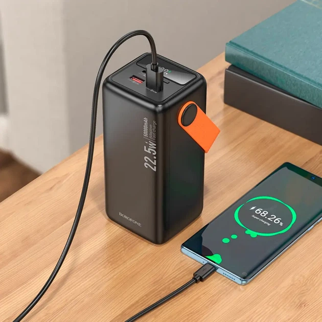 Power bank BOROFONE BJ66A 50000mAh Magnifico PD20W QC3.0 2USB type-c Led Lamp чорний - Фото 3 Power bank BOROFONE BJ66A 50000mAh Magnifico PD20W QC3.0 2USB type-c Led Lamp чорний - зображення 3