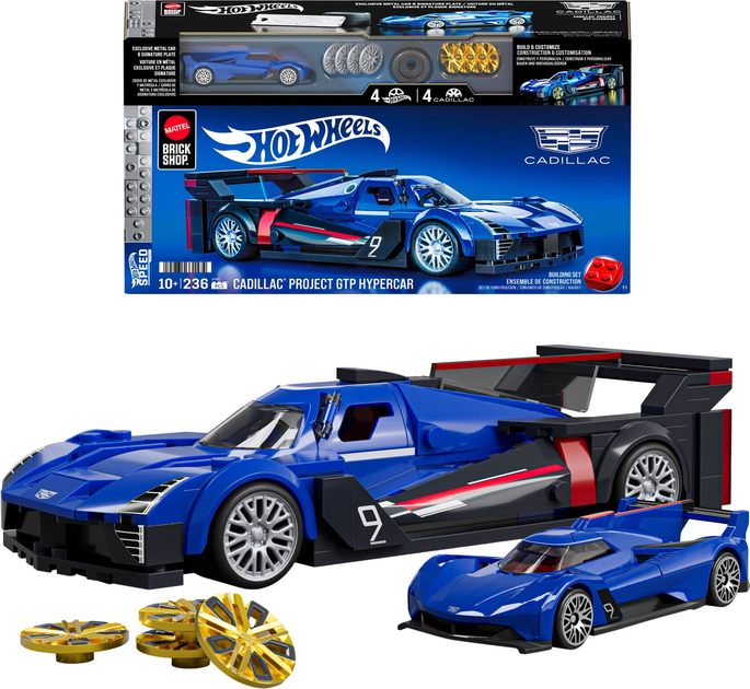 Колекційна машинка-конструктор Mattel Brick Shop Hot Wheels Speed Cadillac 236 деталей (JFR89) (194735331574) - зображення 1