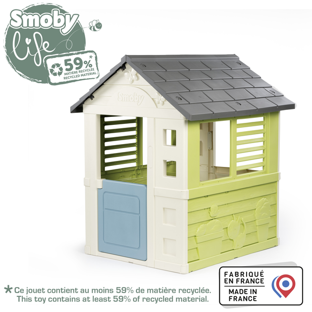 Domek Smoby Toys Life Tęczowy z okiennicami 110x98x127 cm (7600810737) (3032168107373) - obraz 2