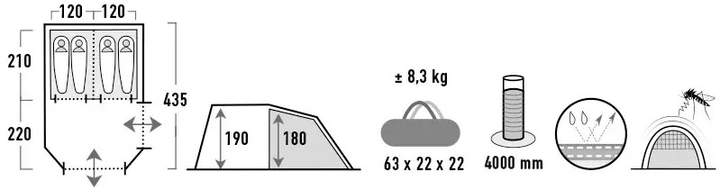 Namiot High Peak Ancona 4.0 Ciemnoszary/zielony (10244) (4001690102445) - obraz 6