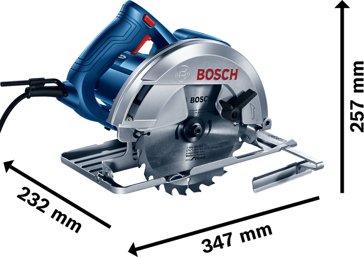 Pilarka tarczowa Bosch Professional GKS 140 1.4 kW 180-184 mm średnica tarczy 20 mm średnica mocowania + tarcza Eco for Wood prowadnica równoległa, klucz (06016B3020) - obraz 5