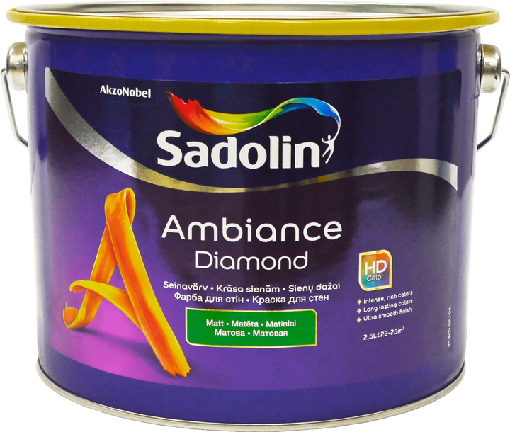Farba Sadolin Ambiance Diamond do ścian i sufitu matowa Biała BW 2.5 l (5329418) - obraz 1