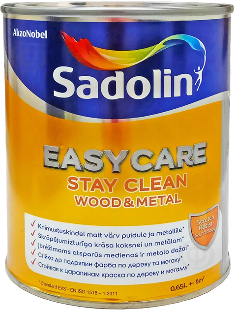 Farba Sadolin EasyCare Wood&Metal do drewna i metalu półmatowa Bezbarwna BC 0.65 l (5599754) - obraz 1