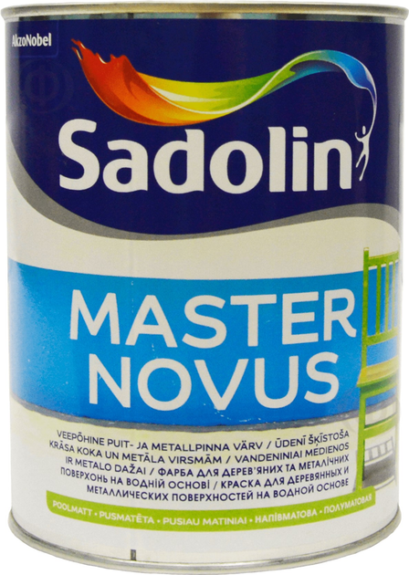 Фарба Sadolin Master Novus для дерева та металу напівматова Біла BW 1 л (5204639) - зображення 1