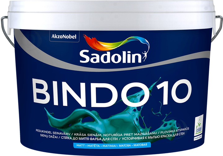 Фарба Sadolin Bindo 10 матова акрилова для стін Біла BW 2.5 л (5251551) - зображення 1