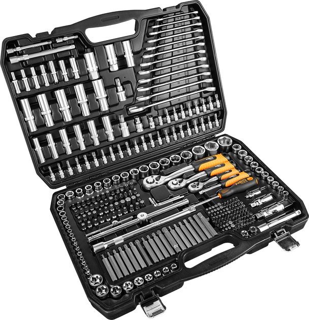 Набір інструментів Neo Tools 1/2«, 1/4», 3/8", CrV 300 шт 10-218 (5907558468892) - зображення 1