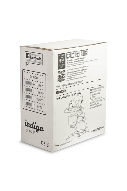 Стільчик для годування + гойдалка Caretero Indigo Black Grey TERO-7650 (5908310397153) - зображення 18