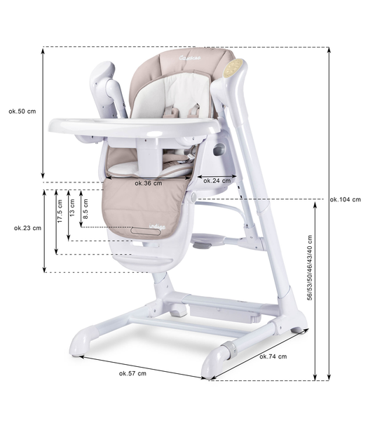 Стільчик для годування + гойдалка Caretero Indigo Black Grey TERO-7650 (5908310397153) - зображення 19