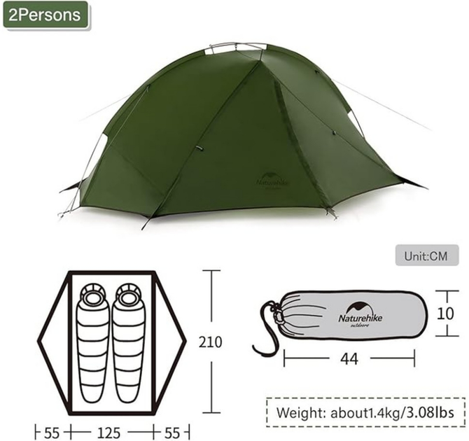 Двомісний намет Naturehike Tagar Темно-зелений NH17T180-J (6927595793183) - зображення 3