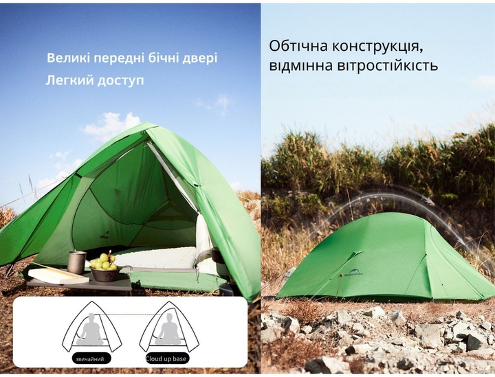 Ультралегкий одномісний намет Naturehike Cloud Up Base 1 Зелений CNK2450WS032 (6927595798614) - зображення 20