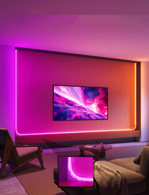 Taśma LED inteligentna Govee H6641 Neon Rope Light do montażu na ścianie, 5 m, RGBIC, WI-FI/Bluetooth Biała (H66413D1) - obraz 4