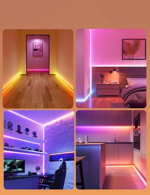 Taśma LED inteligentna Govee H6641 Neon Rope Light do montażu na ścianie, 5 m, RGBIC, WI-FI/Bluetooth Biała (H66413D1) - obraz 5