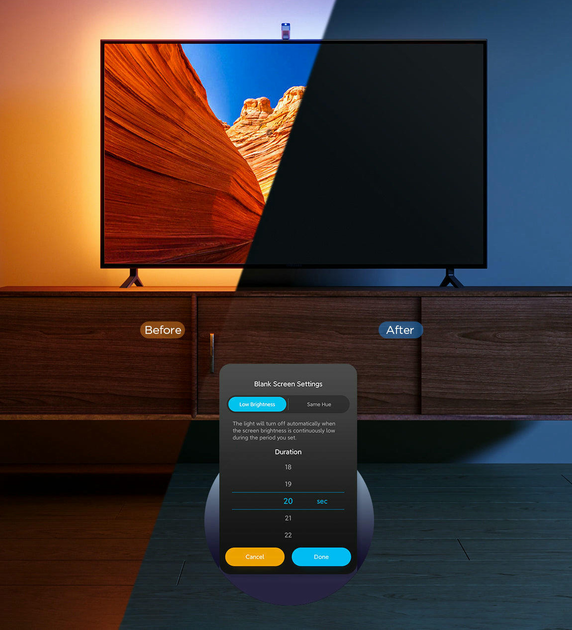 Zestaw oświetlenia adaptacyjnego Govee Backlight 3 Lite 55-65" RGBIC Wi-Fi/Bluetooth Czarny (H60993D1) - obraz 8