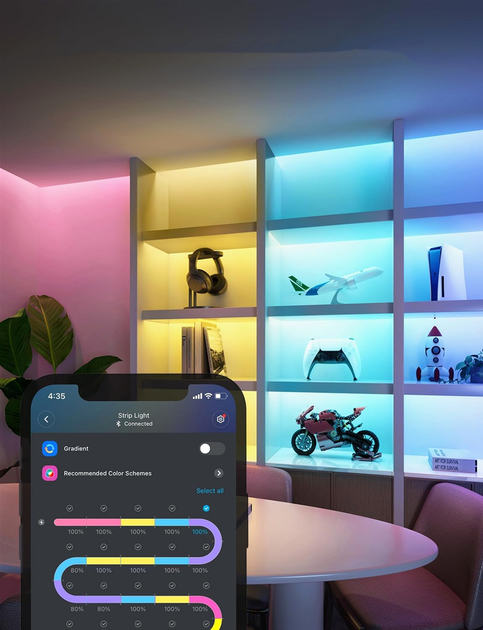 Taśma LED inteligentna Govee Strip Light 2 Pro, 5 m, RGBWWIC, WI-FI/Bluetooth Biała (H61F53D1) - obraz 3