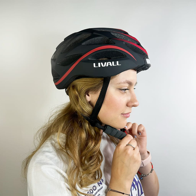 Велосипедний шолом Livall BH62 NEO L 55-61 см Чорний/Червоний (LIV-TBH62N-1041) - зображення 10