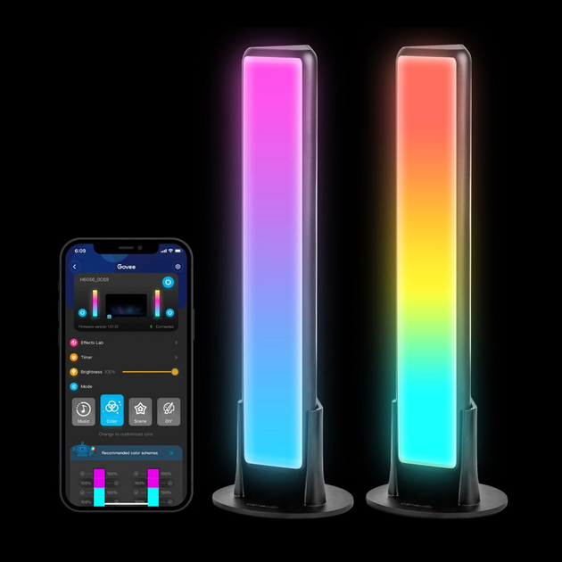 Набір адаптивного підсвічування Govee RGBICWW WiFi + Bluetooth Flow Plus Light Bars RGB Чорний (H60563D1) - зображення 4