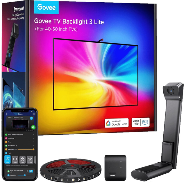 Zestaw oświetlenia adaptacyjnego Govee Backlight 3 Lite 40-50', RGBICW, WI-FI/Bluetooth Czarny (H60973D1) - obraz 10