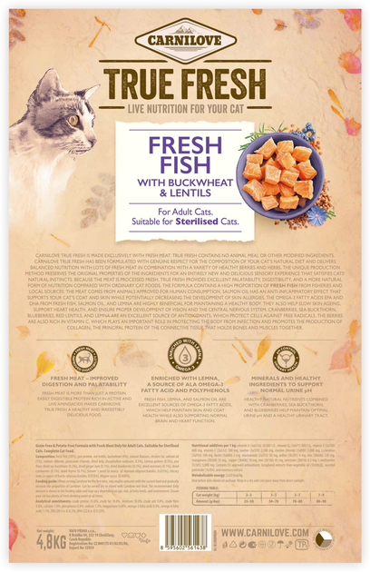 Сухий корм для дорослих котів Carnilove True Fresh Cat Fish з рибою 4.8 кг (8595602561438) - зображення 2