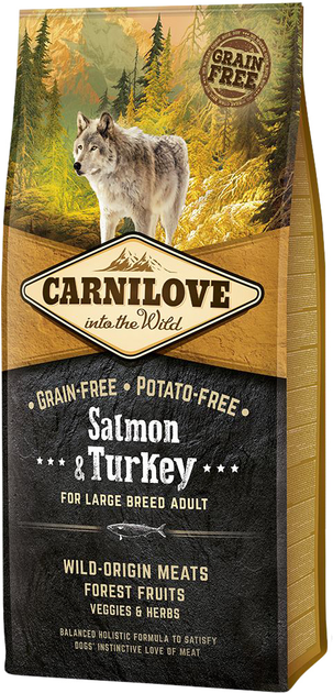 Сухий корм для дорослих собак великих порід Carnilove Salmon&Turkey Large Breed 12 кг (8595602508945) - зображення 1