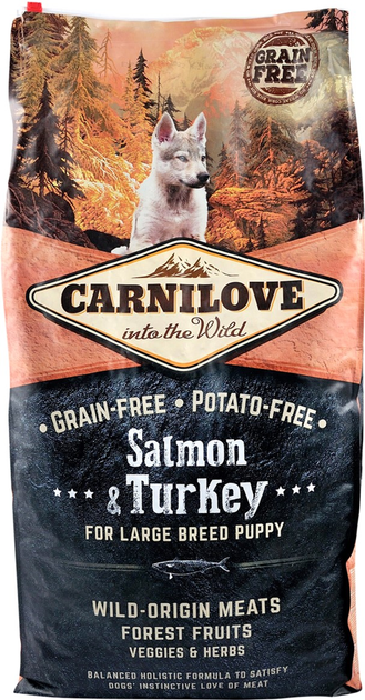 Сухий корм для цуценят великих порід Carnilove Salmon&Turkey Large Breed Puppy 12 кг (8595602508846) - зображення 1