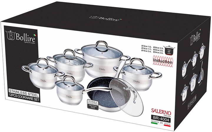 Набір каструль Bollire Salerno 12 предметів (4752132000552) - зображення 2