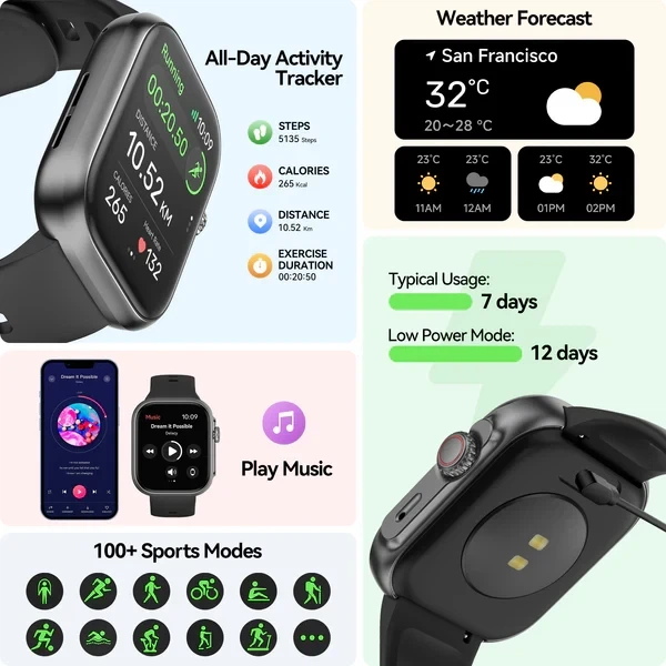 Смарт-часы Anyloop Smart Watch S6G с GPS, 1.85" AMOLED экраном, 100+ спортивными режимами и водозащитой - изображение 7