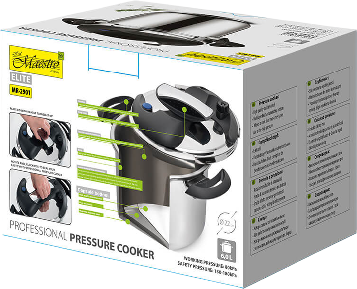 Szybkowar Maestro 22 cm 6 l (4820268321893)  - obraz 5