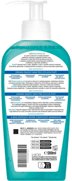 Żel do mycia twarzy Mixa Sensitive Skin Expert Anti Imperfection oczyszczający 200 ml (3600550807417) - obraz 2