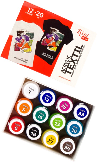 Набір фарб для розпису тканин Rosa Talent Style 12 кольорів 20 мл (4823098528777) - зображення 2