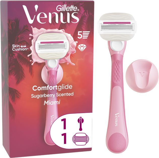 Станок для гоління жіночий Venus Comfortglide Miami Sugarberry з 1 змінним картриджем (8700216674195) - зображення 1