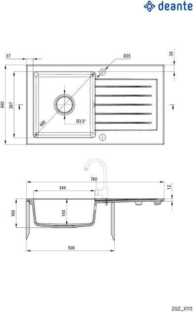 Кухонна мийка Deante Zorba (ZQZ_7113) - зображення 2