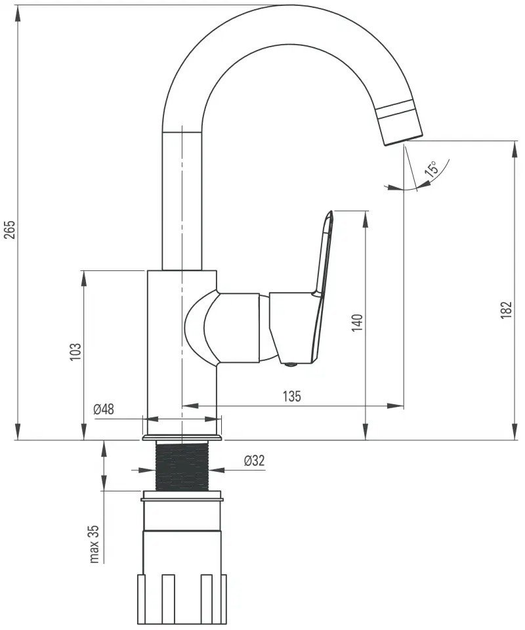 Bateria zlewozmywakowa Deante Arnika BQA_024M - obraz 2
