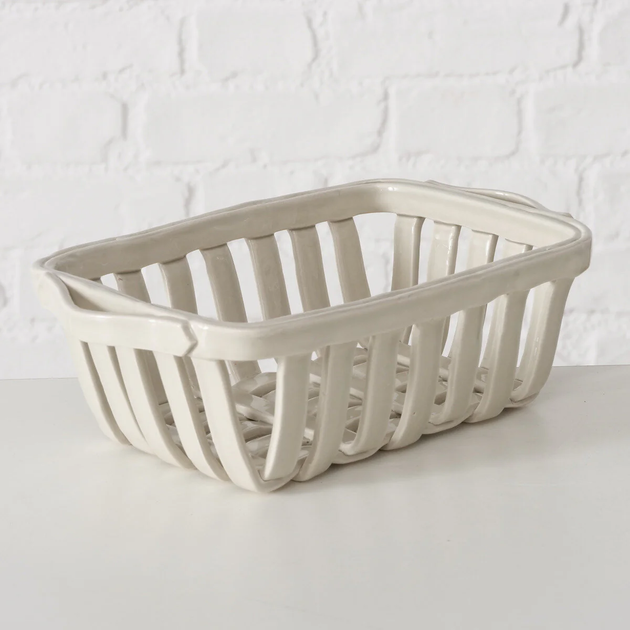 Miska w kształcie kosza Boltze Barbery ozdobna ceramiczna 24 x 15.5 cm (4066076392025) - obraz 2