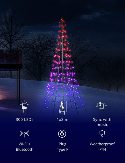 Świecące drzewko LED Smart Twinkly Light tree RGBW 300 Gen II IP44 2 m (TWP300SPP-BEU) - obraz 3