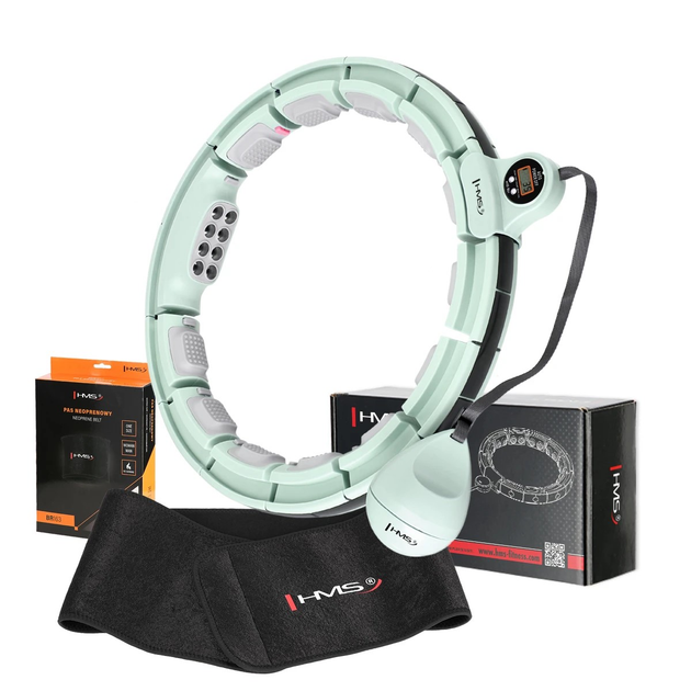 Hula-hop HMS HHM13 magnetyczny z licznikiem i pasem BR163 Black Zielony (5907695552683) - obraz 1