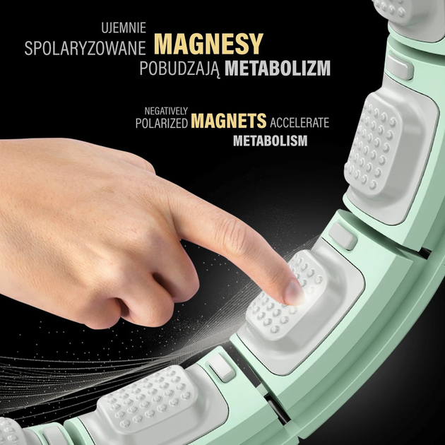 Hula-hop HMS HHM13 magnetyczny z licznikiem i pasem BR163 Black Zielony (5907695552683) - obraz 15
