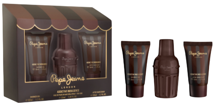 Zestaw męski Woda perfumowana męska Pepe Jeans Addictive Indulgence for Him 30 ml + Żel po goleniu 50 ml + Żel pod prysznic 50 ml (8436611104615) - obraz 1