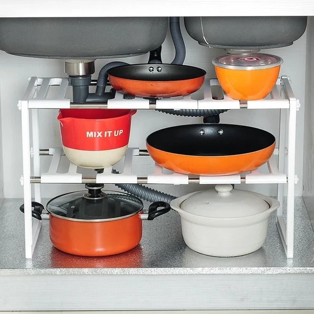 Кухонная полка для харнения посуды регулируемая 38-70 см KITCHEN RACK - изображение 2
