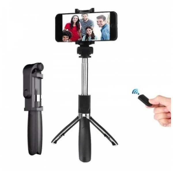 Селфи палка штатив тренога для телефона Bluetooth с пультом Selfie Stick L01 Черный - Фото 2 Селфи палка штатив тренога для телефона Bluetooth с пультом Selfie Stick L01 Черный - изображение 2