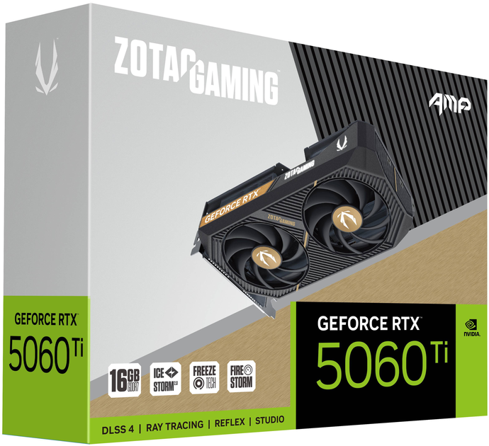 Karta graficzna Zotac PCI-Ex GeForce RTX 5060 Ti GAMING AMP 16GB GDDR7 (128bit) (2632/28000) (HDMI, 3 x DisplayPort) (ZT-B50620F-10M) - obraz 7