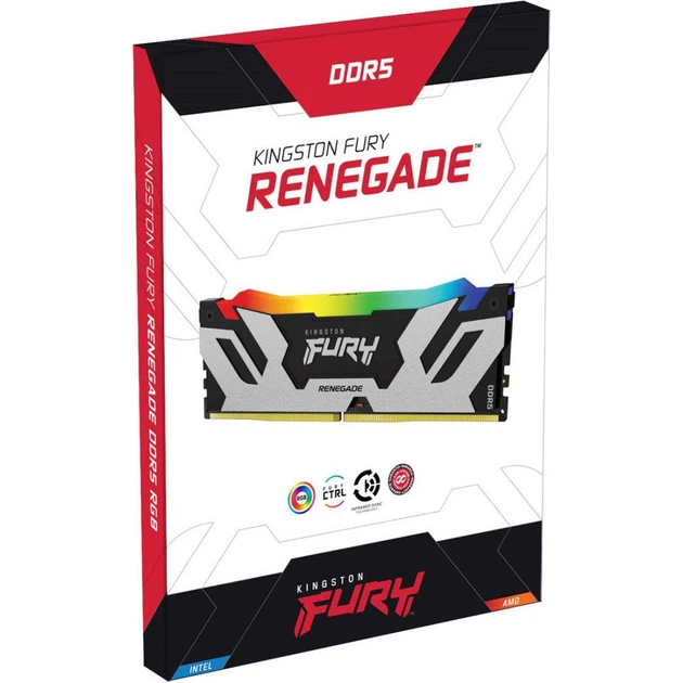 Модуль пам'яті для комп'ютера DDR5 16GB 7200 MHz Renegade RGB Black/Silver Kingston Fury (ex.HyperX) (KF572C38RSA-16) - изображение 4