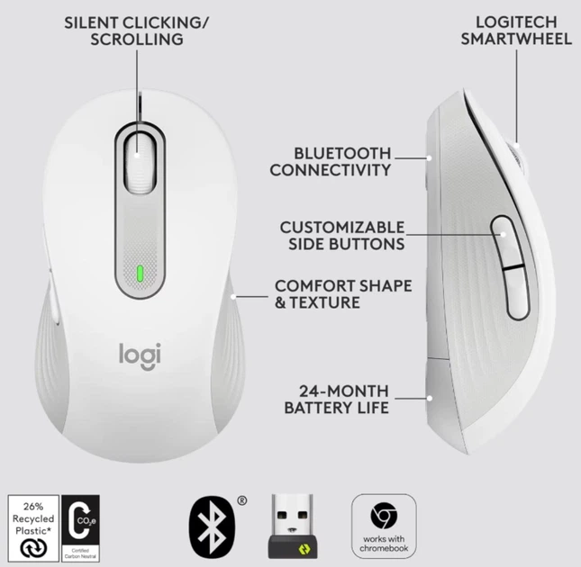 Мишка бездротова Logitech Signature M650 White New - зображення 3