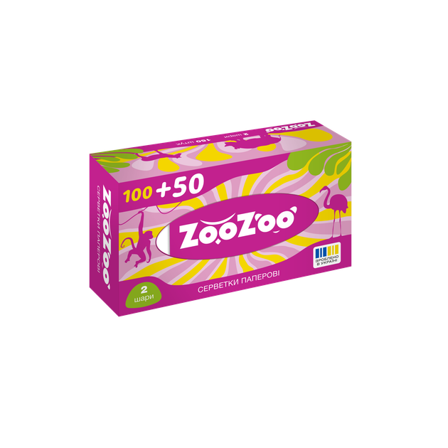 Упаковка салфеток бумажных ZooZoo 2 слоя 150 листов х 5 шт (4820183974082) - изображение 3